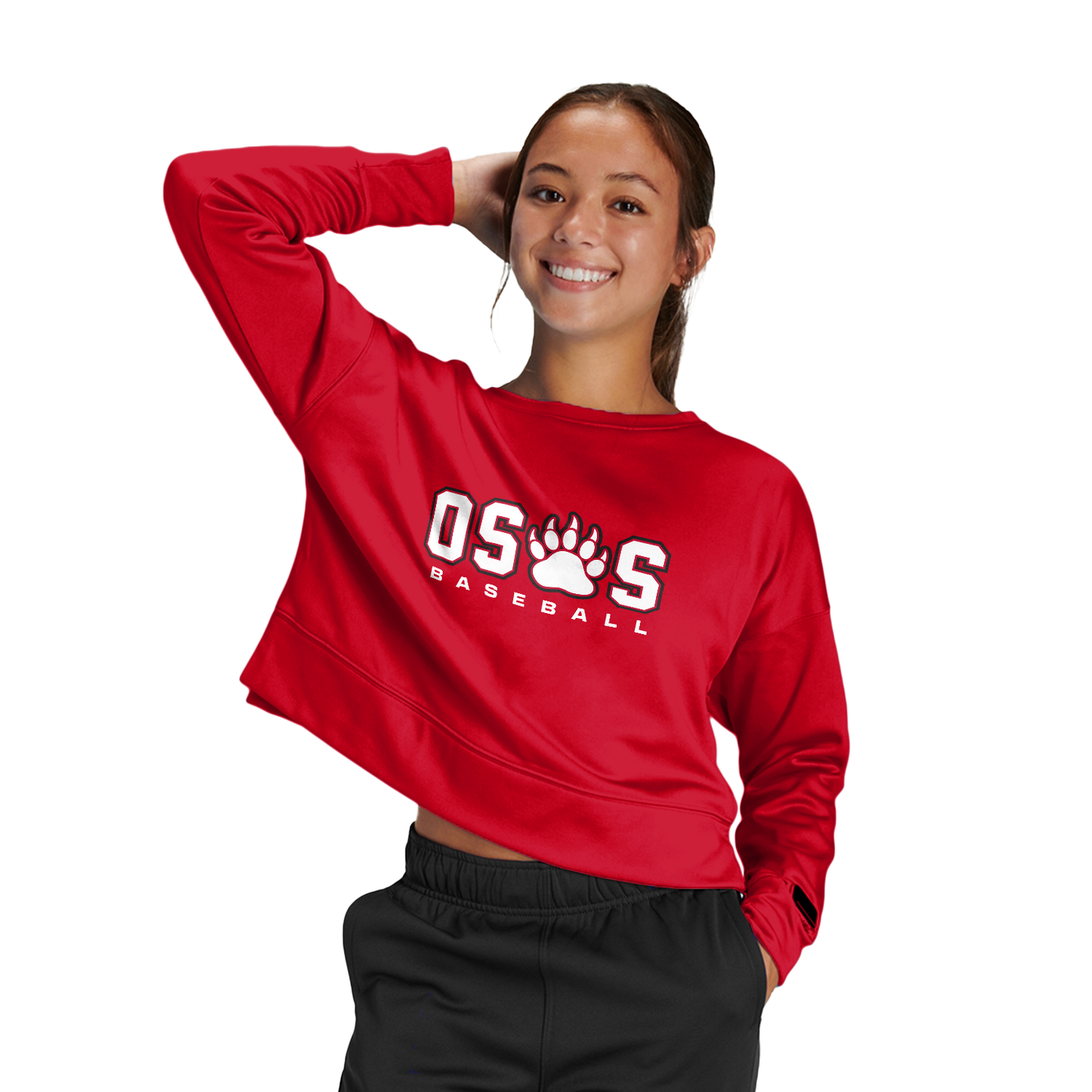 OSOS Baseball Women's Fleece Crop Crew
