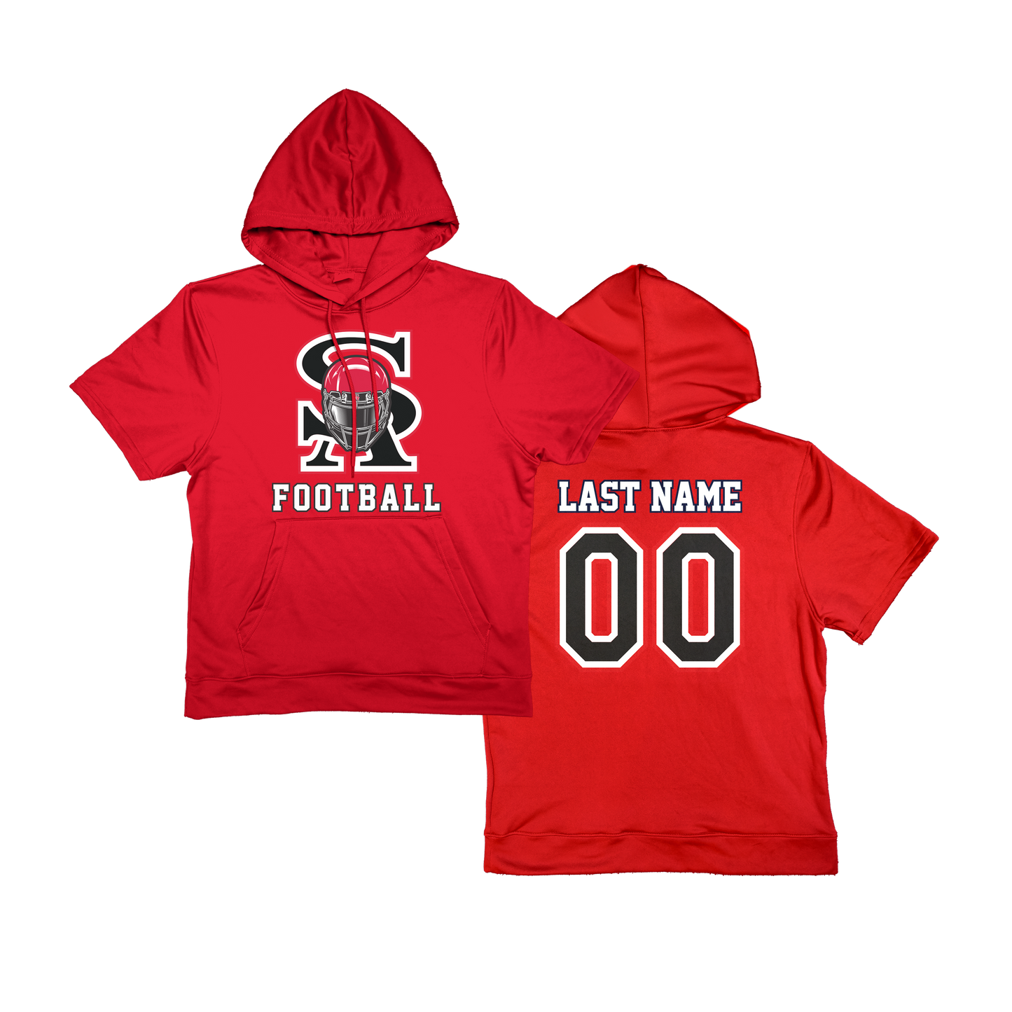SA Football Short Sleeve Poly Fleece Hoodie