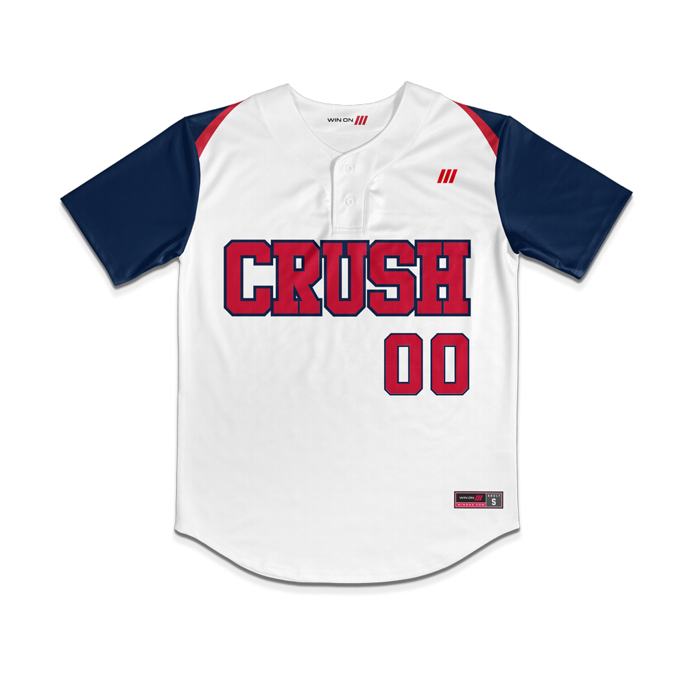 Crush Softball Jersey (White/Blue Sleeves)