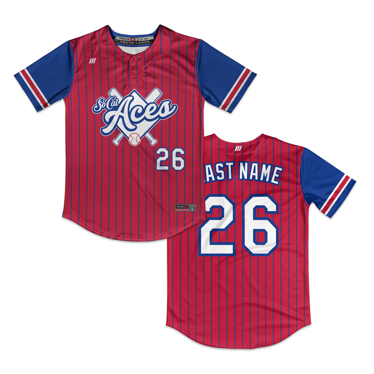 SoCal Aces 2-Button Jersey (Red/Navy Pinstripes)
