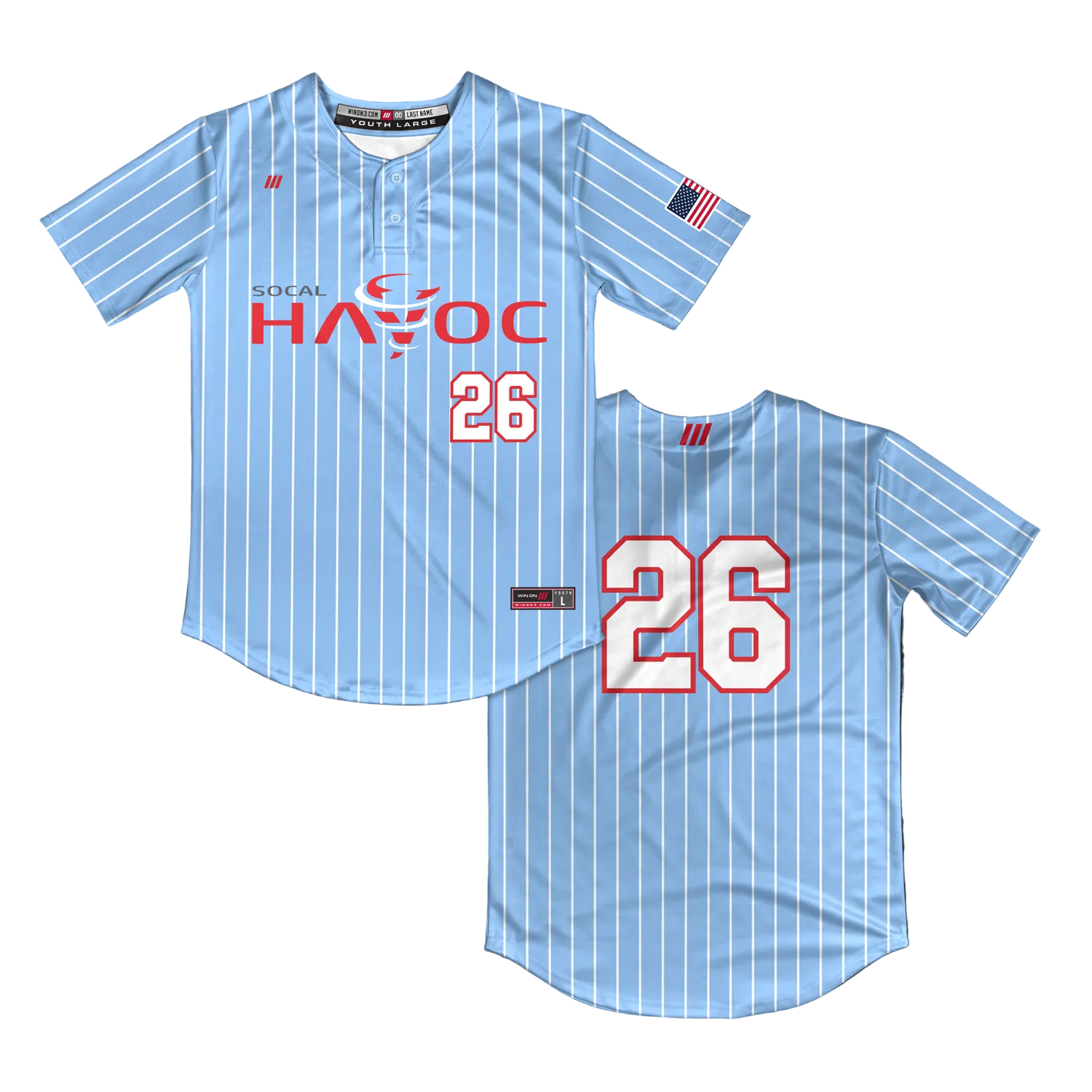 Havoc Softball Jersey (Light Blue/White Pins)