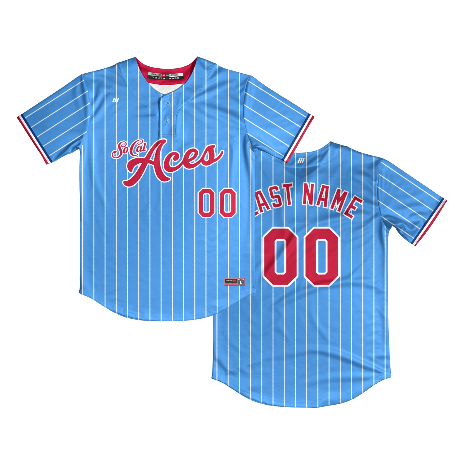 SoCal Aces 2-Button Jersey (Light Blue/White Pinstripes)