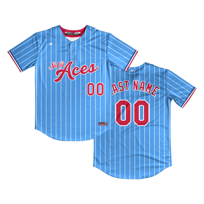 SoCal Aces 2-Button Jersey (Light Blue/White Pinstripes)
