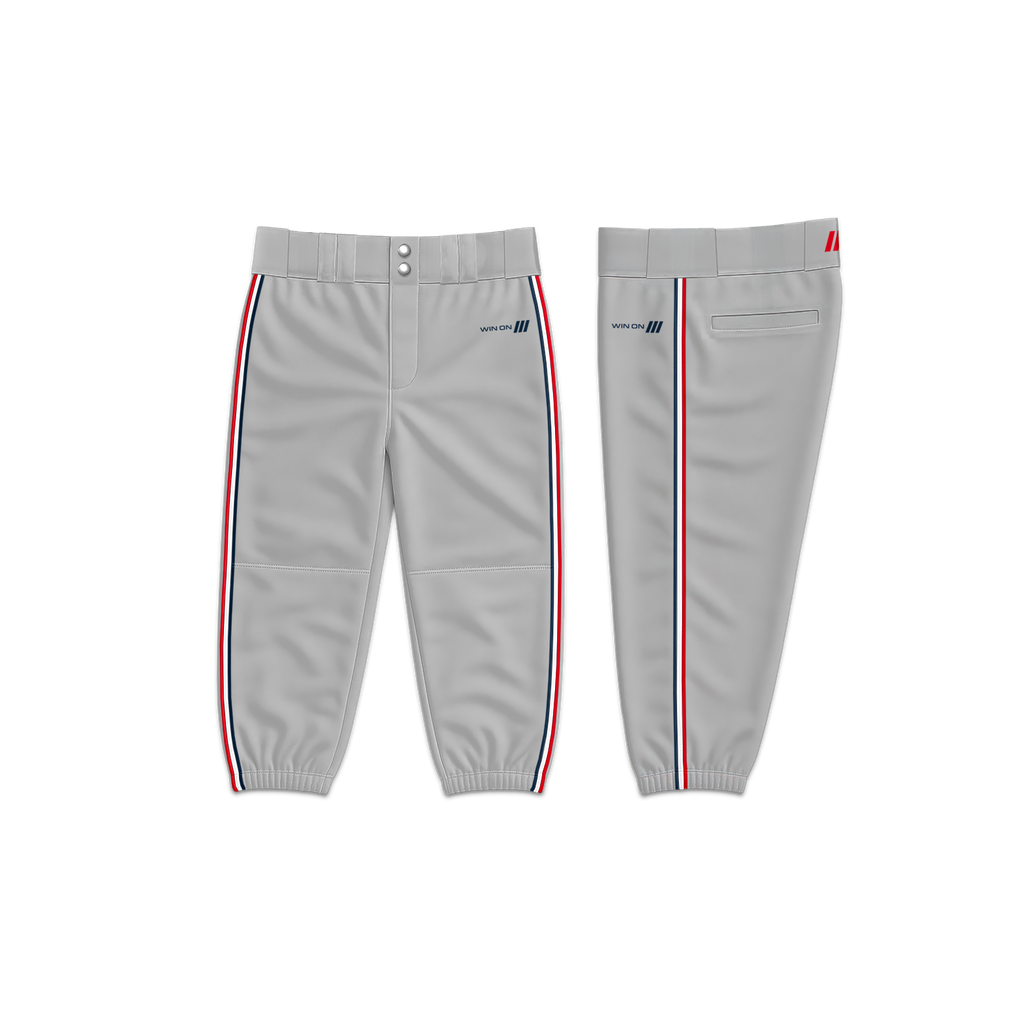 Crush Gray Baseball Pants (Red/White/Navy Piping)