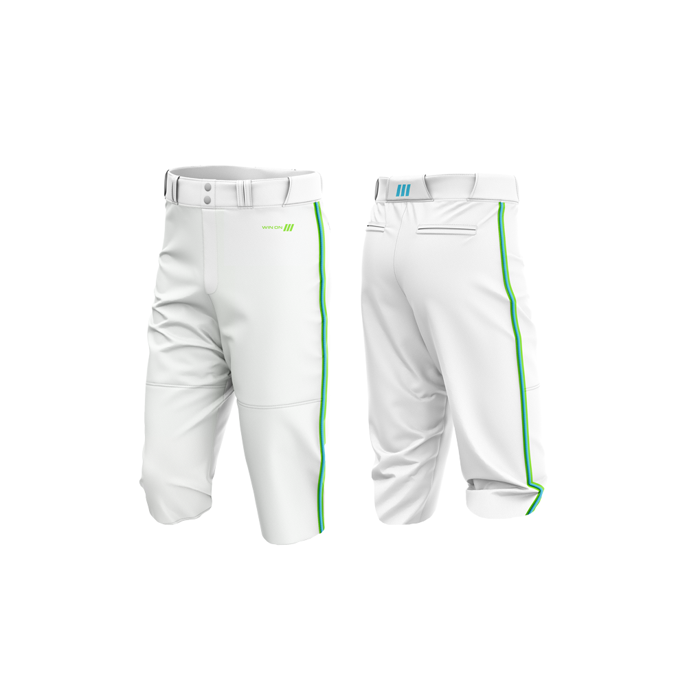 Irvine Dolphins Baseball Pants (White with Blue-Green Piping)