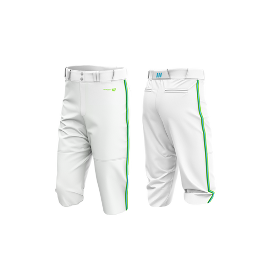 Irvine Dolphins Baseball Pants (White with Blue-Green Piping)