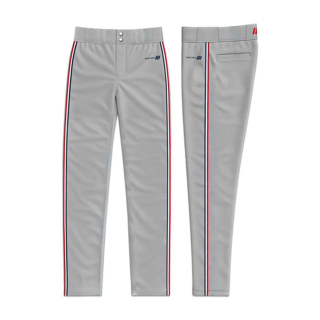 Crush Gray Baseball Pants (Red/White/Navy Piping)