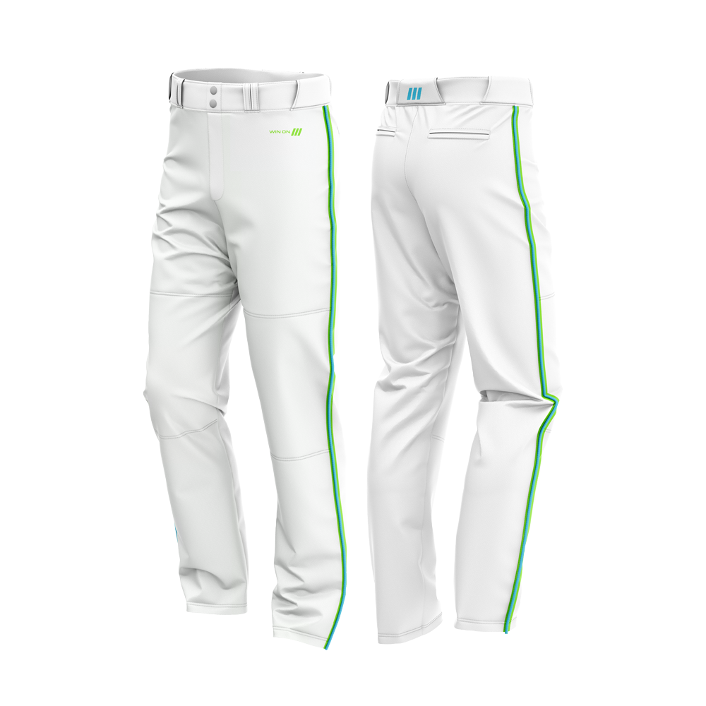 Irvine Dolphins Baseball Pants (White with Blue-Green Piping)