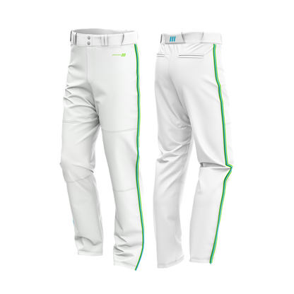 Irvine Dolphins Baseball Pants (White with Blue-Green Piping)