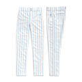 Frozen Rope Pinstripe White Baseball Pants (Light Blue)