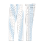 Frozen Rope Pinstripe White Baseball Pants (Light Blue)