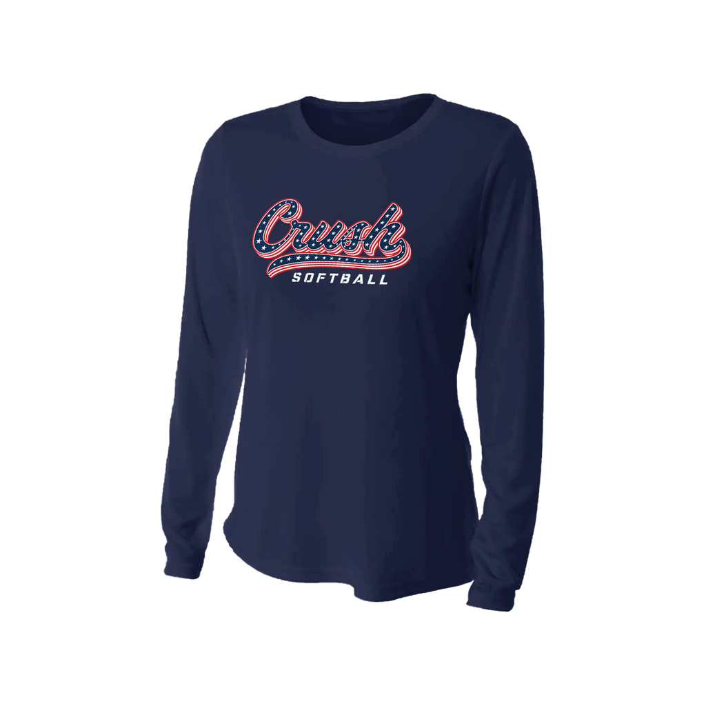 Women's Crush Softball Script Long Sleeve Dryfit