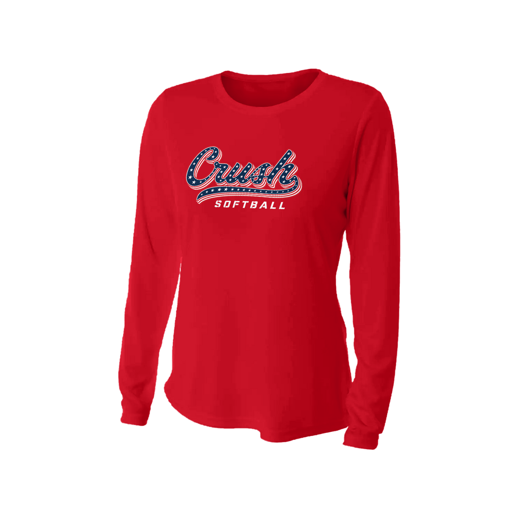 Women's Crush Softball Script Long Sleeve Dryfit