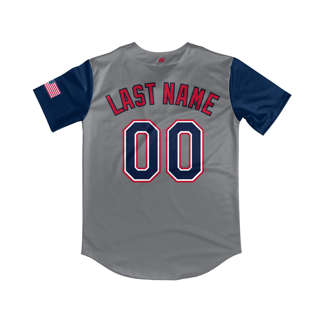 Crush Gray/Navy Full Button Jersey (13U Brambilla)