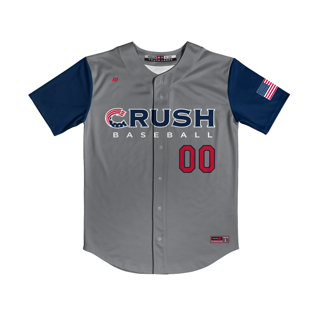 Crush Gray/Navy Full Button Jersey (13U Brambilla)