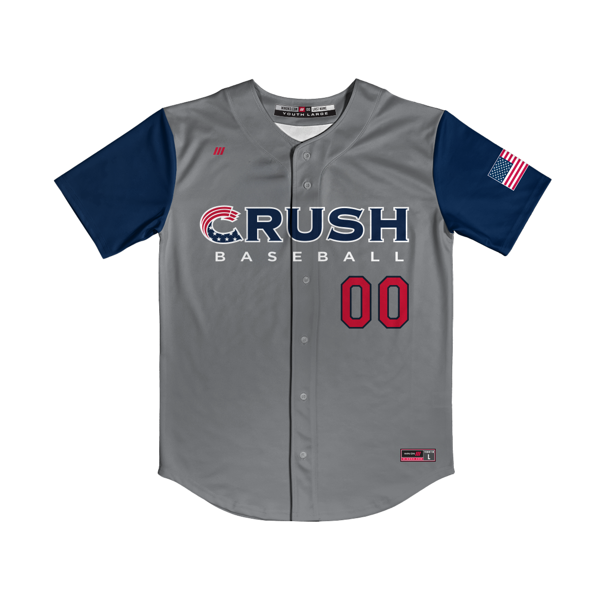 Crush Gray/Navy Full Button Jersey (13U Brambilla)