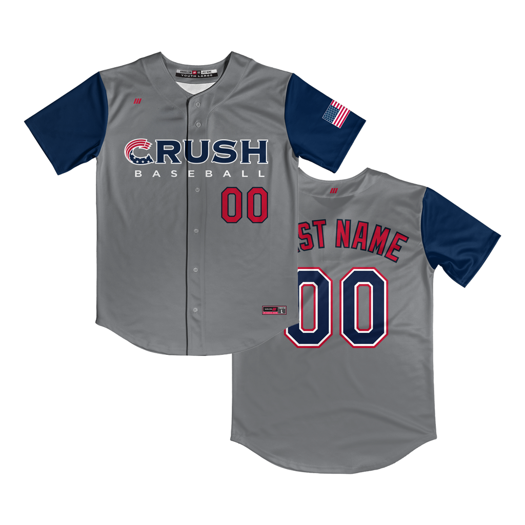 Crush Gray/Navy Full Button Jersey (13U Brambilla)