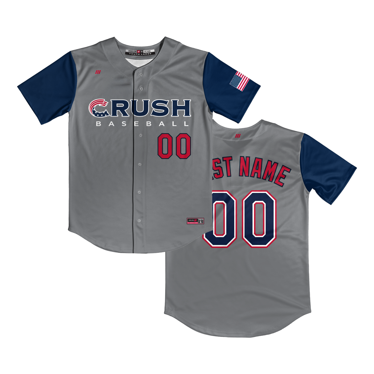 Crush Gray/Navy Full Button Jersey (13U Brambilla)