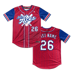 SoCal Aces Full Button Jersey (Royal/Red Pins)