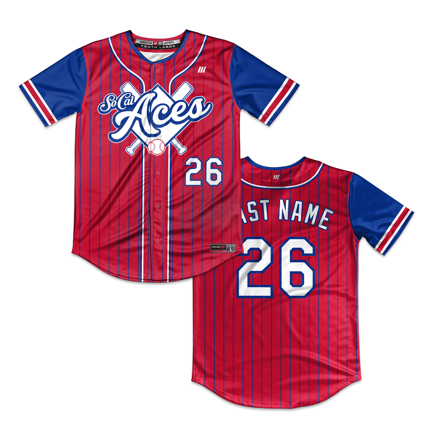 SoCal Aces Full Button Jersey (Royal/Red Pins)