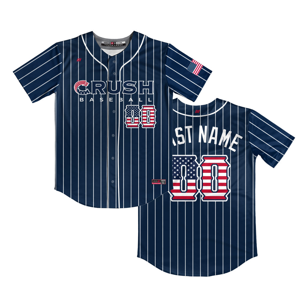 Crush Navy/Pinstripe Full Button Jersey (13U Brambilla)