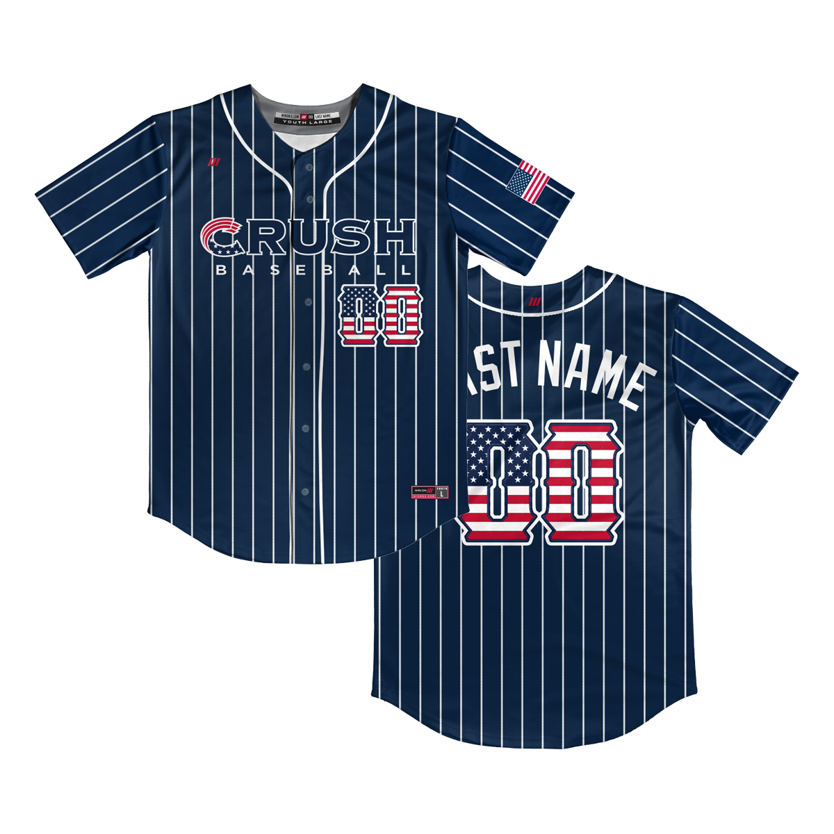 Crush Navy/Pinstripe Full Button Jersey (13U Brambilla)