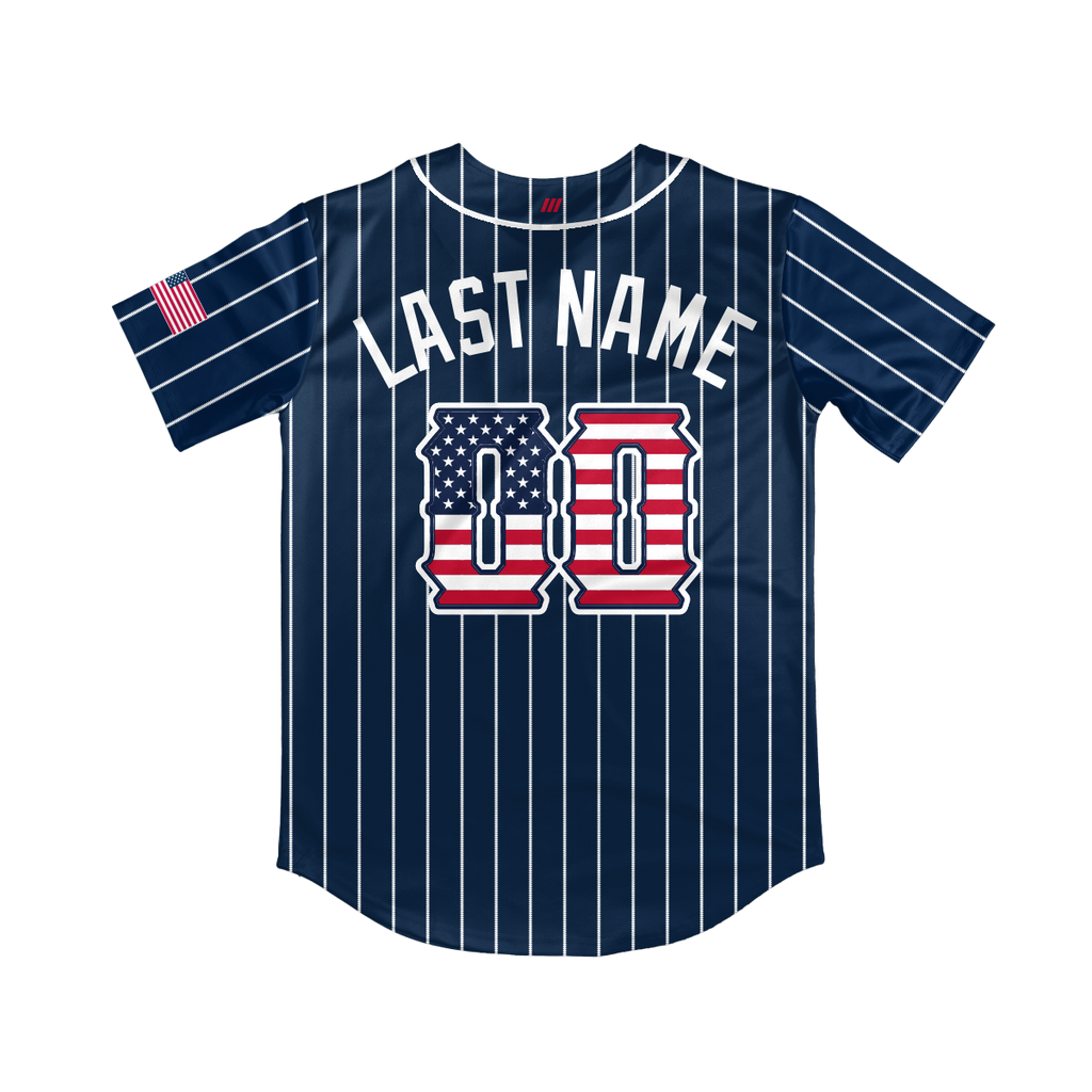 Crush Navy/Pinstripe Full Button Jersey (13U Brambilla)