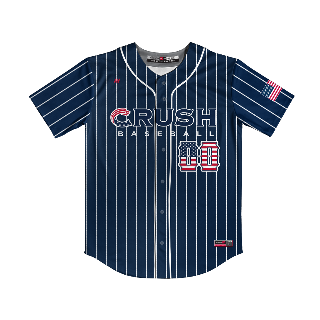 Crush Navy/Pinstripe Full Button Jersey (13U Brambilla)