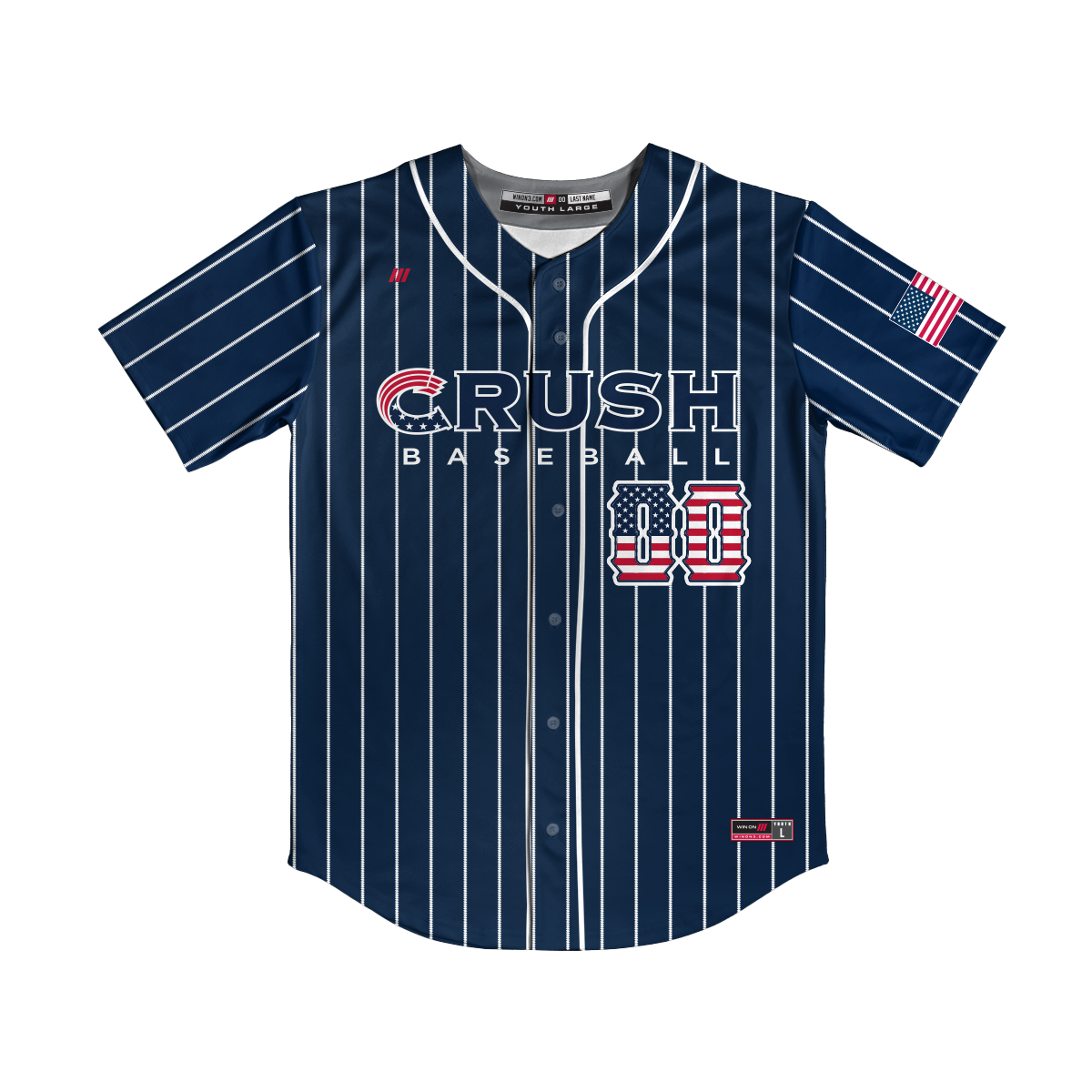 Crush Navy/Pinstripe Full Button Jersey (13U Brambilla)