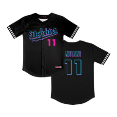 Irvine Dolphins Full Button Black Jersey (Mitani-11U)
