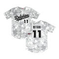 Irvine Dolphins Full Button Silver Camo Jersey (Mitani-11U)