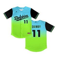 Irvine Dolphins Full Button Blue/Green Gradient Jersey
