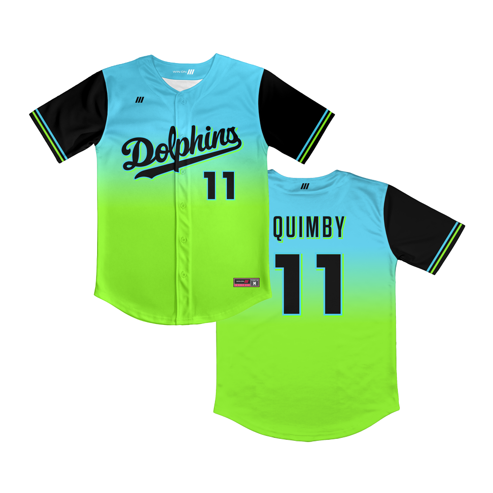 Irvine Dolphins Full Button Blue/Green Gradient Jersey
