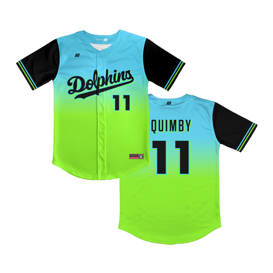 Irvine Dolphins Full Button Blue/Green Gradient Jersey