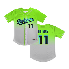 Irvine Dolphins Full Button Green/Gray Gradient Jersey