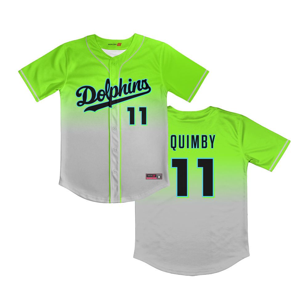 Irvine Dolphins Full Button Green/Gray Gradient Jersey