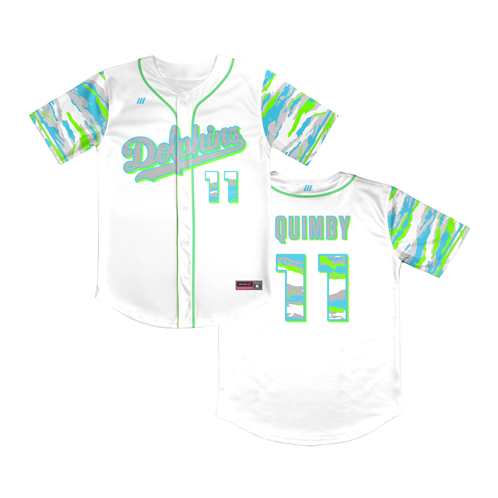 Irvine Dolphins Full Button Camo Sleeves Jersey (Quimby - 11U)