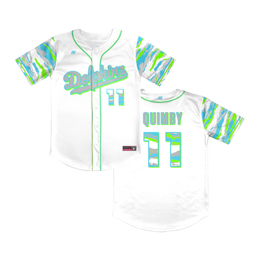 Irvine Dolphins Full Button Camo Sleeves Jersey (Quimby - 11U)