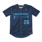 Frozen Rope Full Button Pinstripe Jersey (Navy-Light Blue Logo)