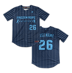 Frozen Rope Full Button Pinstripe Jersey (Navy-Light Blue Logo)