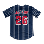 Frozen Rope Full Button Pinstripe Jersey (Red Logo)
