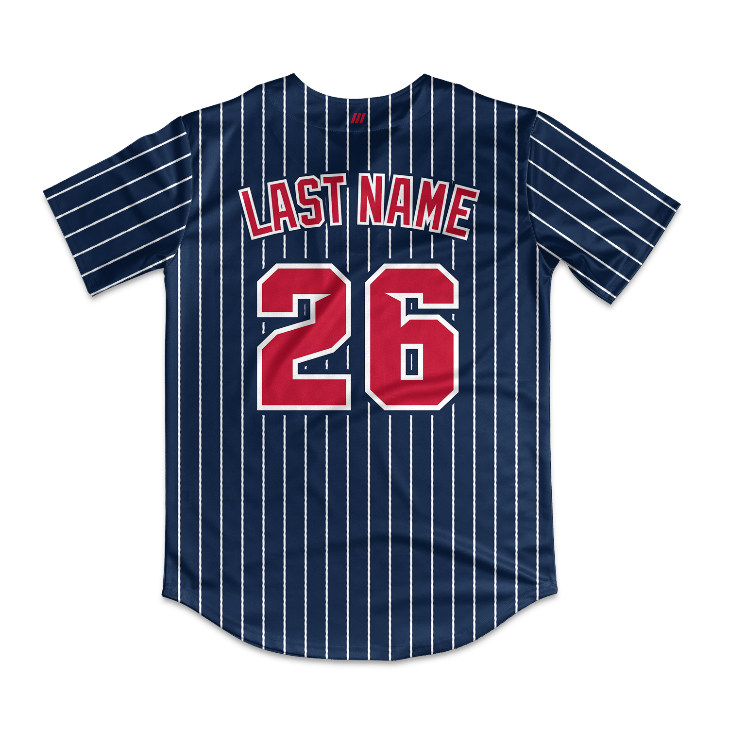 Frozen Rope Full Button Pinstripe Jersey (Red Logo)