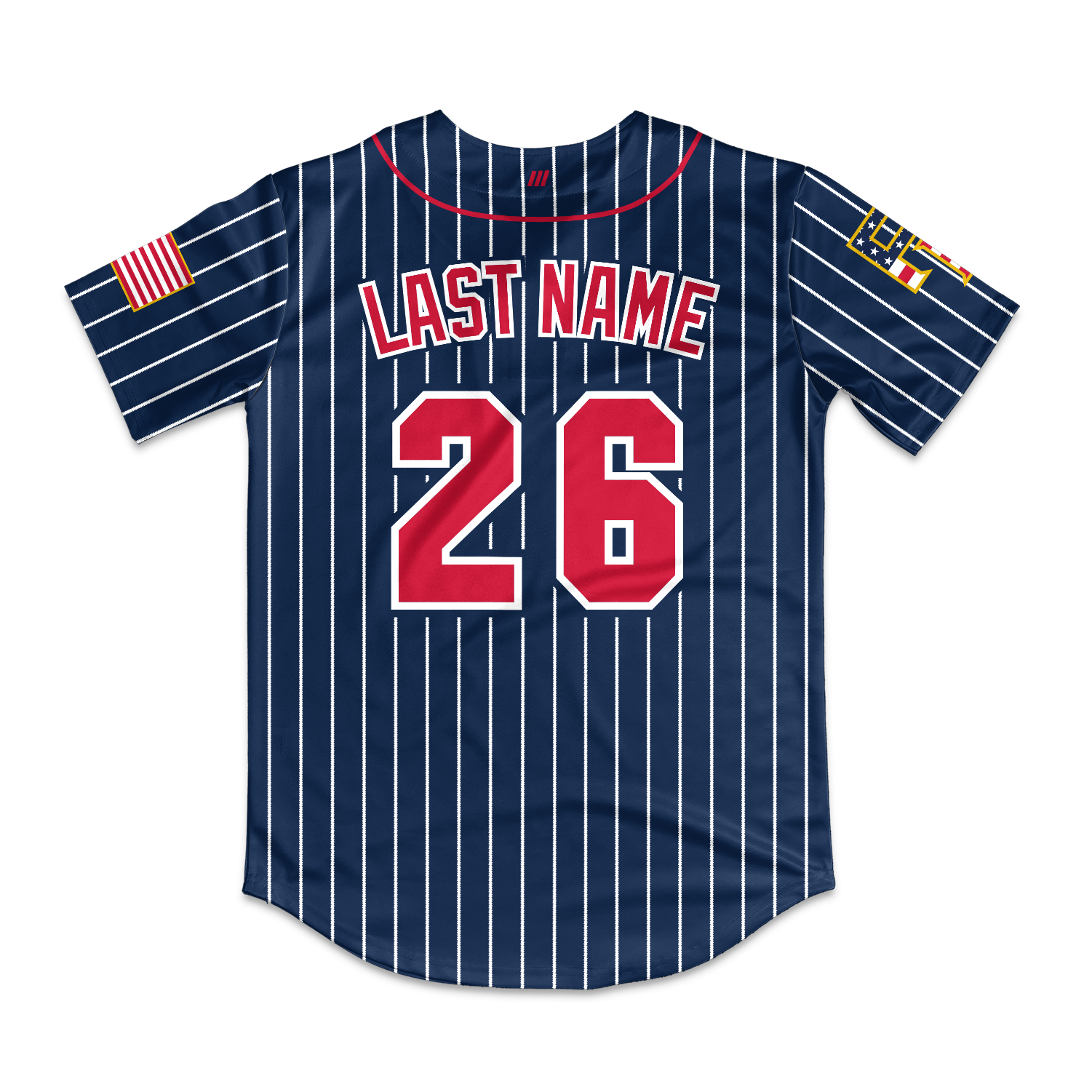 Frozen Rope Full Button Pinstripe Jersey (Red Logo)
