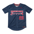 Frozen Rope Full Button Pinstripe Jersey (Red Logo)