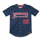 Frozen Rope Full Button Pinstripe Jersey (Red Logo)
