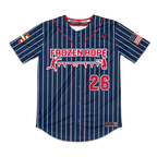Frozen Rope Full Button Pinstripe Jersey (Red Logo)