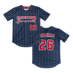 Frozen Rope Full Button Pinstripe Jersey (Red Logo)