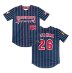 Frozen Rope Full Button Pinstripe Jersey (Red Logo)