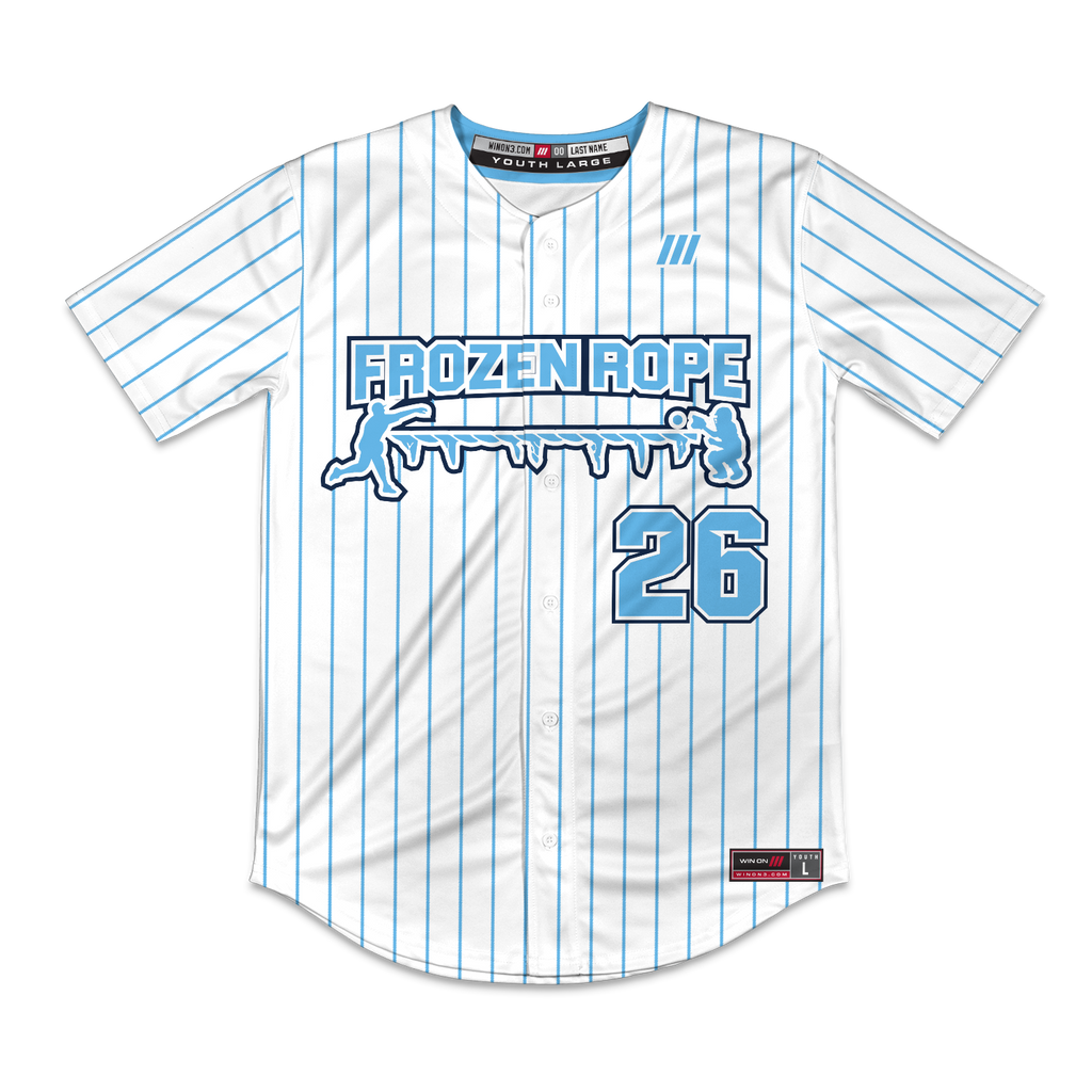 Frozen Rope Full Button Pinstripe Jersey (White)