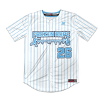 Frozen Rope Full Button Pinstripe Jersey (White)